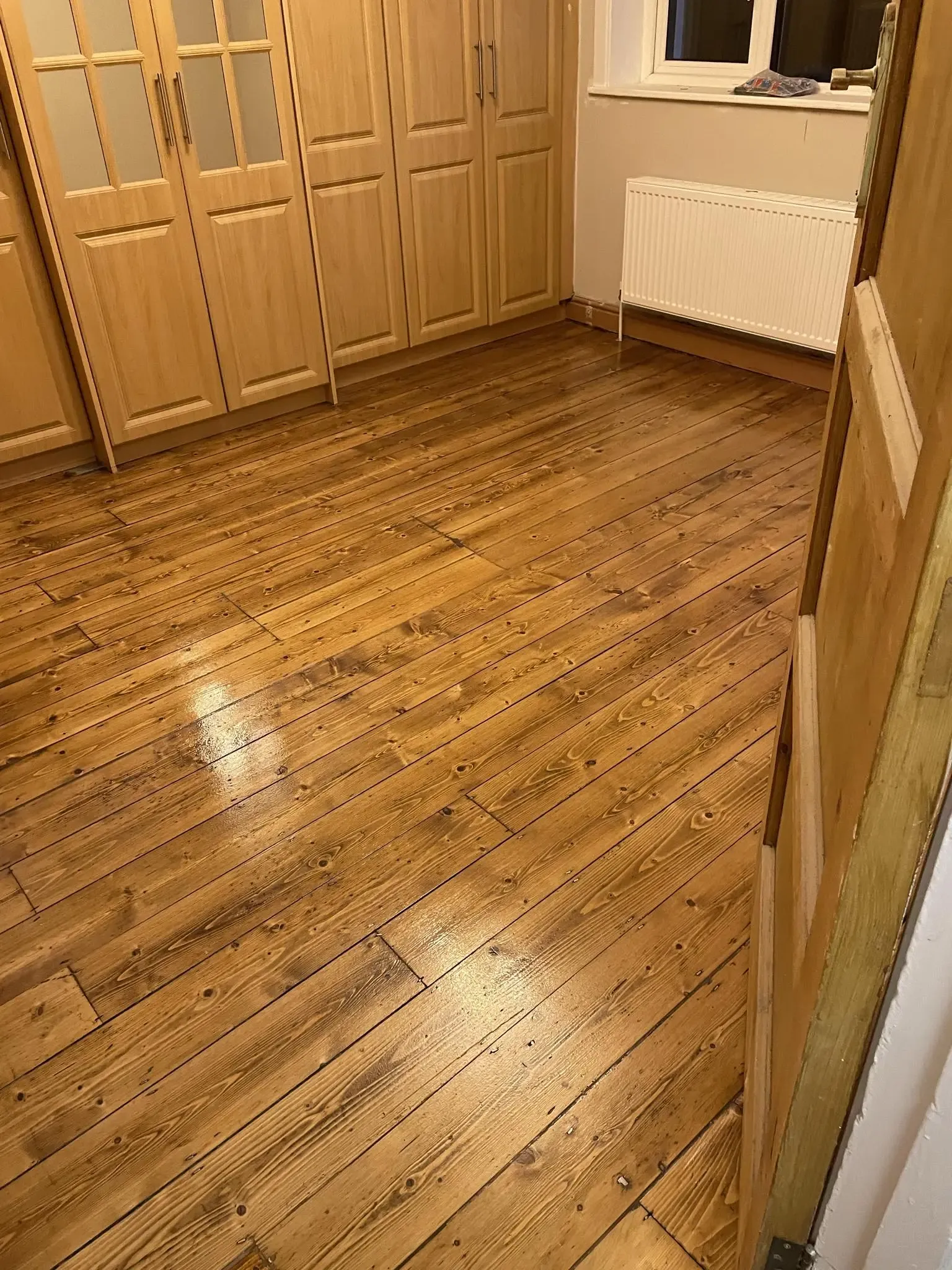 A floor in the process of sanding