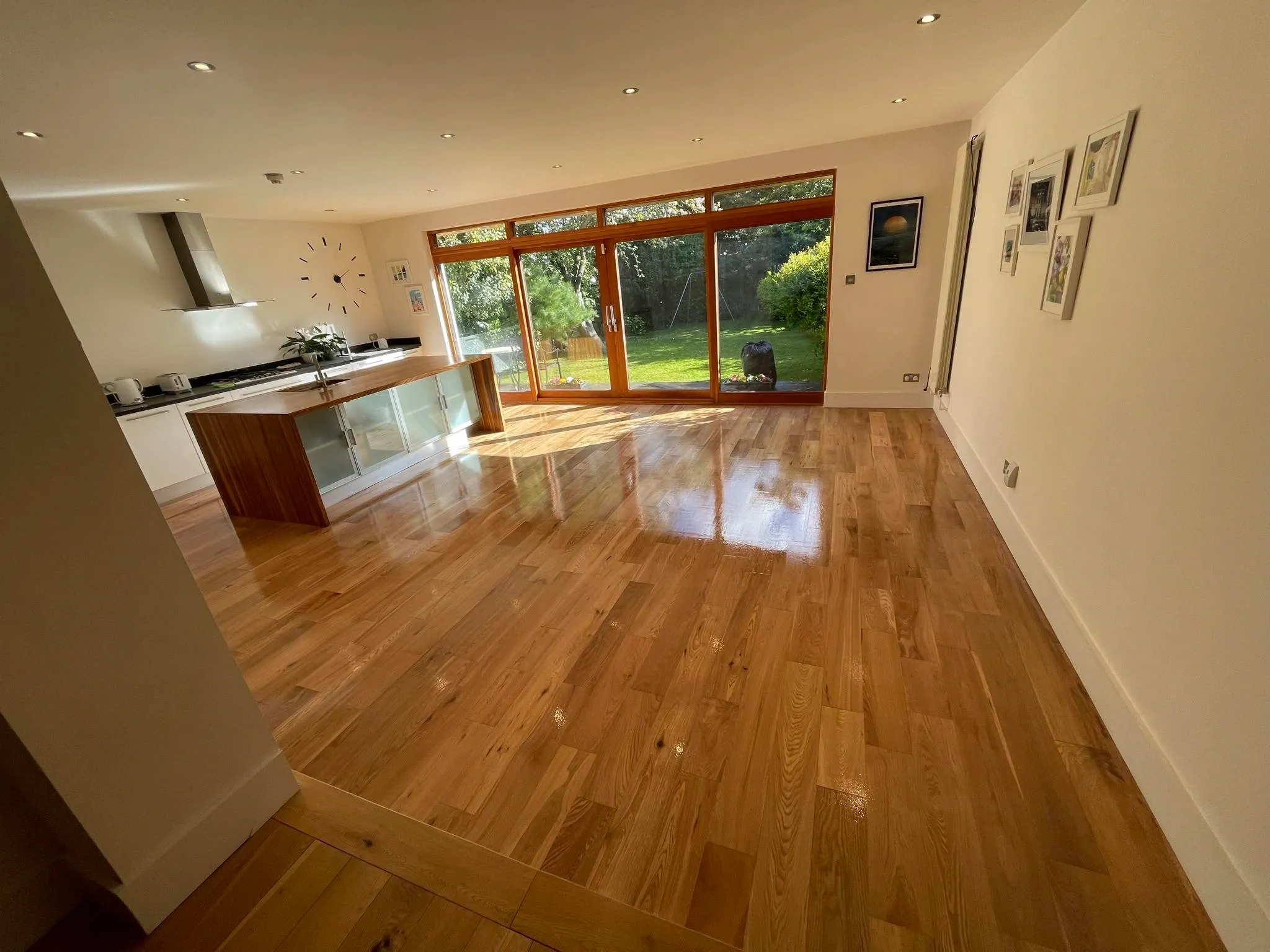 Residencial with sanded & stained wooden floor.