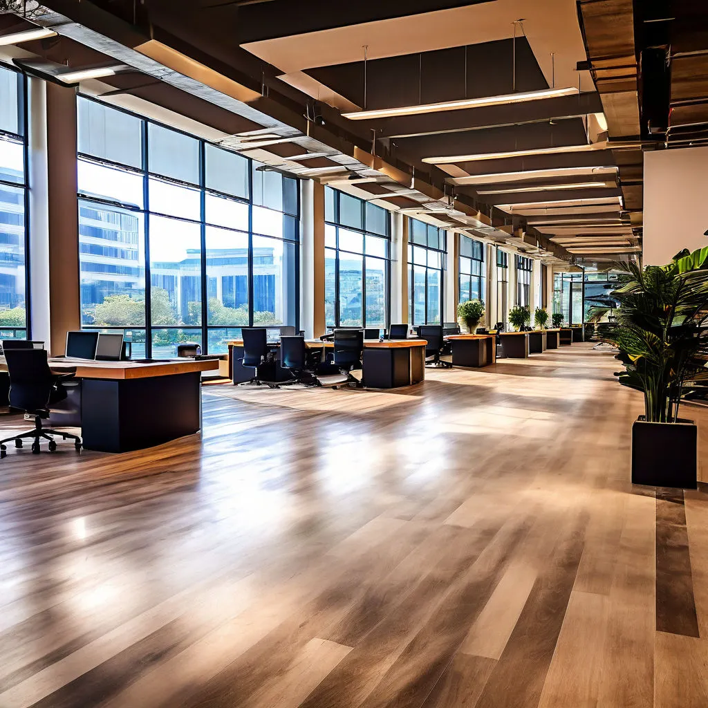 Business office wooden floor sanded.